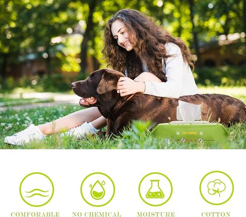 Unscented Hypoallergenic Pet Wipes - Deodorizing Cleaning Wipes for Dogs & Cats, Alcohol-Free & pH Balanced, Thick & Large Wipes for Paws, Body, Bum & Face, (320 Count, More favorable) in Saudi Arabia