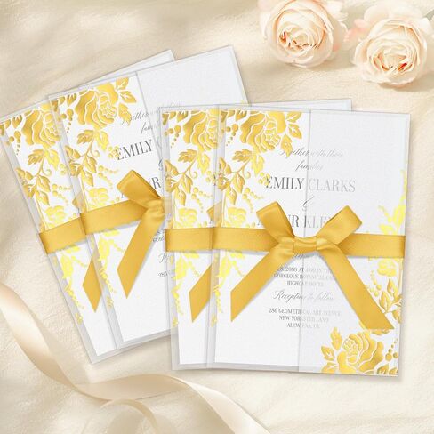 MOTIMIND 100 PCS COLOTULLITION WILDFLOURE قبل طي سترات Vellum للدعوات 5 × 7 130GSM بطانات الظرف شفافة بالجملة 5 × 7 مع أشرطة دعوات الزفاف لبطاقات الزفاف in Kuwait