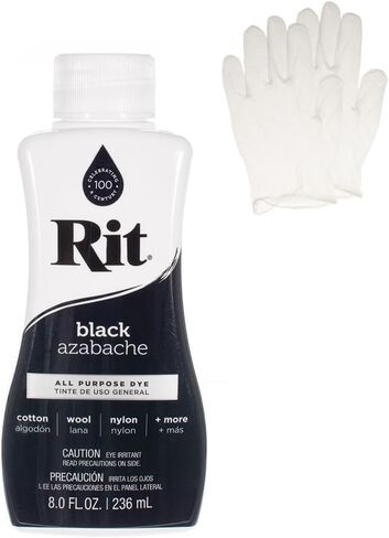 Craft County Rit Dye Back to Black Bundle - يشمل عودة قياسية إلى Black Kit + 8 أوقية. سائل صبغة الأسود والقفازات البلاستيكية الإضافية ، RIT-B2BKIT-BLK-GLVS- ~ CC_AR424 in Kuwait
