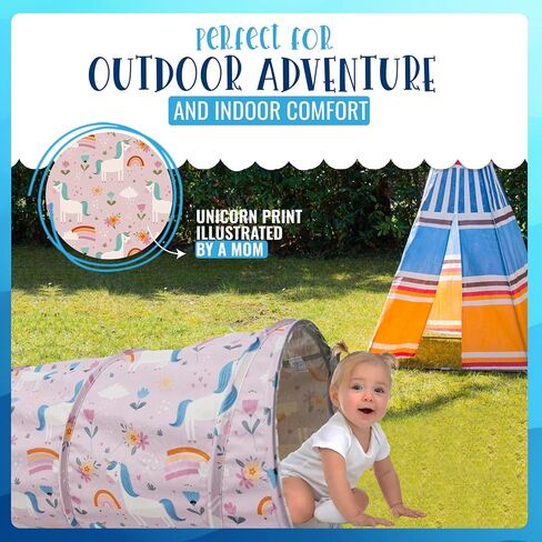 River & Aria Co Baby Play Tunnel - 6ft Indoor & Outdoor Pop Up Play Tunnel for Toddlers 2-6 - Interactive Hide-and-Seek Crawling Tunnels for Children (Dinosaur Tunnel) in Saudi Arabia