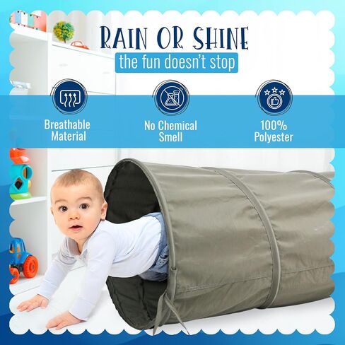 River & Aria Co Baby Play Tunnel - 6ft Indoor & Outdoor Pop Up Play Tunnel for Toddlers 2-6 - Interactive Hide-and-Seek Crawling Tunnels for Children (Dinosaur Tunnel) in Saudi Arabia