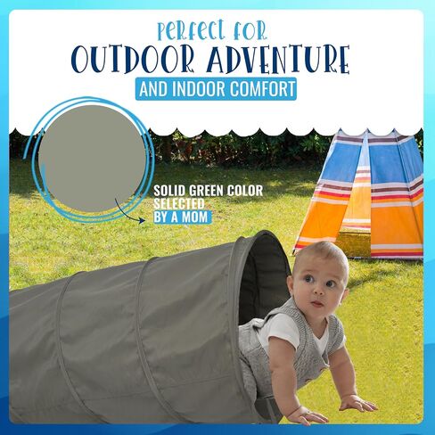 River & Aria Co Baby Play Tunnel - 6ft Indoor & Outdoor Pop Up Play Tunnel for Toddlers 2-6 - Interactive Hide-and-Seek Crawling Tunnels for Children (Dinosaur Tunnel) in Saudi Arabia