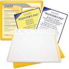 مجموعة ماسترسون Sta-Wet Painters Pal مجموعة ، 9in × 12 بوصة لوحة الرسم الرطبة محكمة الإغلاق ، مع 30 ورقة إعادة ملء الورق الأكريليك وحزمة إعادة ملء الإسفنج ، تحافظ على الطلاء الرطب جديدًا لعدة أيام