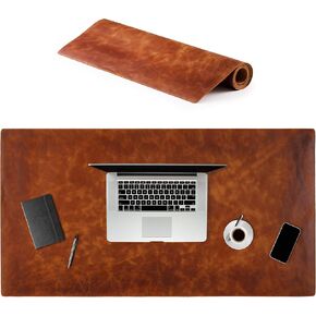Leather Desk Mat - Executive Real Leather Desk Pad - Genuine Leather Office Desktop mat - Large (18 3/4" X 35 3/4") | Non-Slip Leather Desk Blotter