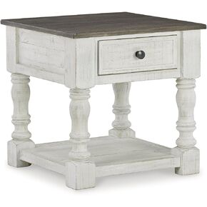 Signature Design by Ashley Havalance French Country Square End Table, White & Gray