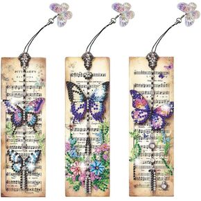 4Pcs 5D Diamond Painting Bookmarks for Book Lovers, Handmade DIY Diamond Art Book Marks with Tassels, Cute Gift for Graduation Birthday