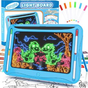 لوحة الرسم LED ، ألعاب Kids Magic للأولاد 4-6 ، هدايا عيد ميلاد عيد الميلاد ، وسادة تتبع تتبع ، 9 بطاقات على الوجهين ، 6 علامات ، توهج في قرص كتابة الشعار المظلم ، مجموعات تعليمية ألعاب الفنون الحرف