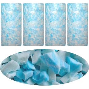 Bean Bag Filler, 20 Pounds Comfortable and Soft Shredded Memory Foam Filling with Gel, Blue & White BeanBag Stuffing for Various Pillows/Punching Bag/Couch Cushions/Pouf/Dog Bed