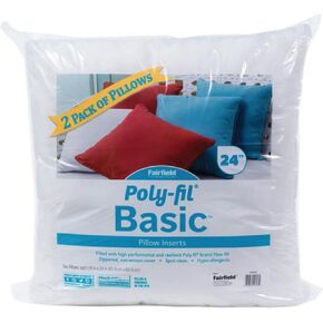 إدراج وسادة Fairfield Poly-Fil الأساسية (2 حزمة) ، 24 "× 24" ، أبيض