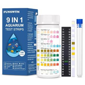 Aquarium Test Strips for Fish Tank: 9 in 1 Aquarium Water Test Kit for Freshwater - 150ct Fish Test Strips Easy to Testing Ammonia pH Nitrate Chlorine Nitrite Hardness Alkalinity Copper