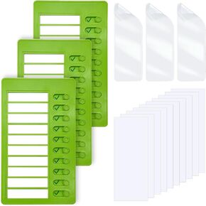 3 Pieces to Do List Checklist Boards, Plastic Memo Boards, Detachable Message Boards Checklist Slider, Schedule Planning Boards with 3 Acrylic Adhesive, 10 Cardstock(Green)