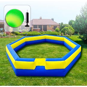 WARSUN 15Ft Gaga Ball Pit with Gagaball and Built-in Blower Portable Gaga Ball Pit Inflatable for Indoor Outdoor School Family Activities Inflatable Sport Games(Includes Hand Pump)