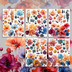 Decoupage Paper Pack (15 Sheets 8"x11") Amazing Delicate Fantastic Flowers HANATABA Vintage Styled Ephemera Pictures for Decoupage Craft and Scrapbooking