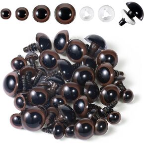 40 PCS عيون أمان لأميجورومي كروشيه عيون مع غسالات 10/12/16/18 ملم سلامة بلاستيكية بنية العيون الحرف اليدوية للحيوانات المحشوة بالحيوان