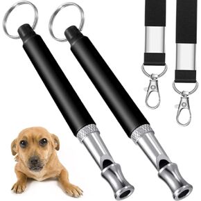 Dog Whistle to Stop Barking,2pack Adjustable Pitch Ultrasonic Silent Dog Whistles, Dog Training Tools,Stop Neighbors Dog from Barking,Pet Recall, Stop Dog Attack,with Black Lanyard (2PACK)