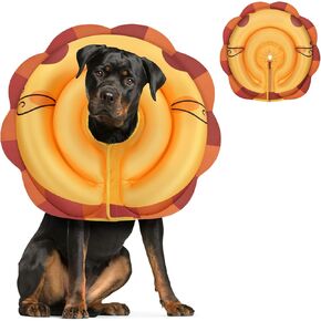 Inflatable Dog Cone Alternative - Soft Adjustable Recovery Collar for Small Medium Large Dogs After Surgery, Protective E Collar Anti Licking Does Not Block Vision(Orange, XL)