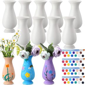 Silifine 12 pcs عيد الأم DIY مزهريات السيراميك ترسم مزهرياتك الخاصة مجموعة أبيض من الزهور الخزفية الزهرة بشكل كبير للبؤس البديلة لطلاء الهدايا عيد الأم تزيين اللوازم المنزلية