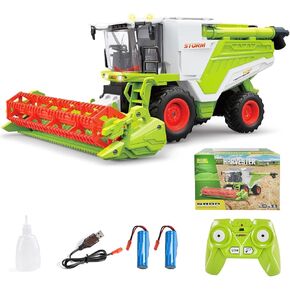RC Farm Tractor Toy for Kids, 2.4G Remote Control Harvester Truck with Sounds, Lights & Spray, 1:24 High Simulation Toddlers Vehicle Toys, Christmas Birthday Gift for Boys Girls 3-8