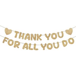 Fulmoon Pre Strung Thank You for All You Do Glitter Banner Funny Appreciation Banner for Employee Coworker Staff Teacher Thank Sign Party Decorations(Gold) in Kuwait
