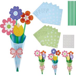 ربيع زهرة باقة مجموعة الحرف 24pack ، حرفة عيد الأم للأطفال ، DIY اصنع باقة زهرة الحرف الربيع الخاصة بك للأطفال في فصل دراسي المنزل الأنشطة الترفيهية الهدايا عيد الأم هدايا