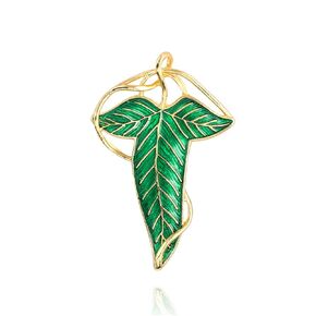 Elven Tree Leaf Enamel Brooch for Women Men Mystery Keepsake Leaf Pin Luck Elven Cloak Leaf Clasp Costume Accessory Cosplay Jewelry (Green Silver)