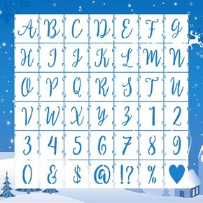 Letter Stencils for Painting, 4 Inch 42 Pack Reusable Numbers & Alphabet Stencils, Art Craft Stencils for Wood, Wall, Fabric, Rock, Chalkboard, Sign, DIY Art Projects