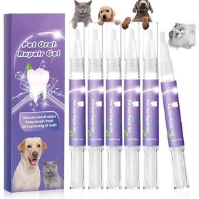 6Pcs Pet Oral Repair Gel, Dog Oral Repair Gel, Pet Breath Freshener for Cats and Dogs, Removes Tartar, Keeps Breath Fresh, Strengthens Teeth,No Brushing Oral Care Cleaner,3ML