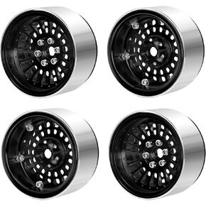 4Pcs Aluminum Alloy 2.2 Inch Beadlock Wheel Hub Rims Width 35mm Length 64.5mm Wheel Rim Compatible with 1/10 Axial SCX10 90048 RR10 RC Car Upgrade Replacement (Silver)