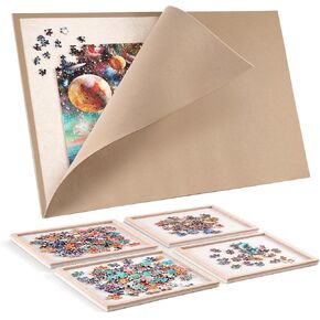لوحة ألغاز Jigsaw مع 4 صواني فرز ، 1000 قطعة سطح اللغز سطح مع غطاء واقعي ، Lightomorrow 31.5 "× 24" لوحة ألغاز محسوس