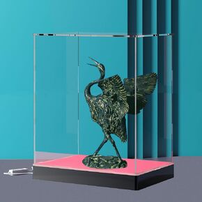 Acrylic Display Case with Ball Stand and USB RGB Lights, Light Up Acrylic Display Box with Controller APP Music Sync for Full-Size Football, Volleyball and Soccer, 10’’(L) x10’’(W) x10’’(H’’)