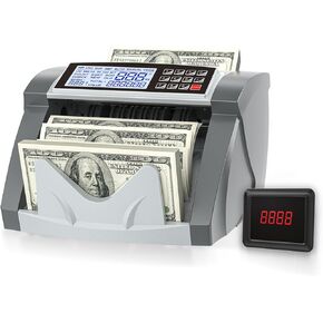 Money Counter Machine with MG IR DD UV DBL HLF CHN Batch Add Value Display on LCD, Self-Examination Counterfeit