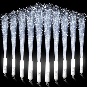 miikoul 64 Pcs Fiber Optic Wands White Glow Sticks LED Wedding Wand Light up Party Favor Sticks Flashing Wands with 3 Light Modes for neon Party Wedding Baby Shower Birthday Party Supplies