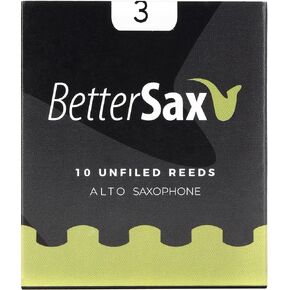 BetterSax Jazz Cut Alto Saxophone Reeds - 3.0 (10-Pack) - 100% Organic, Superior Quality