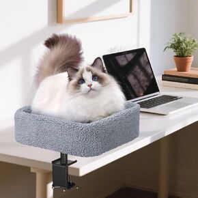 سرير مكتب Cat ، أرجوحة القط المكتوب للمكتب مع سرير ناعم مريح ، يدعم ما يصل إلى 40 رطلاً ، مثاليًا لطاولة ألعاب المكاتب المنزلية ، قابلة للغسل في الآلة