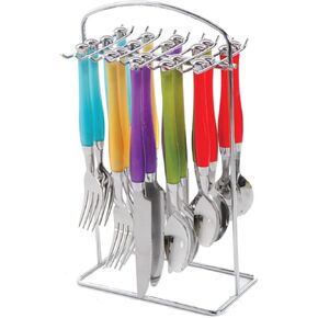 20 Piece stainless Steel Flatware Set with Hanging Rack