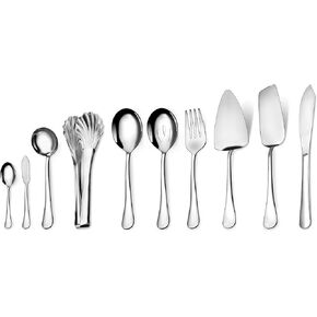 Silverware Set,32 piece Siverware Set and Serving Utensil Set,Stainless Steel Knives Spoon Forks Set for Home, Kitchen, Mirror Polished& Dishwasher Safe (5.5-11.2Inch Serving set+Silverware set-32pcs)