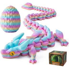 FYEFKJSA 3D Printed Dragon in Egg - 12Inch Articulated Dragon, Fidget Toys, Interesting Decorative Gift, 3D Printed Animals, Dinosaur Eggs Toy (Glow in The Dark)