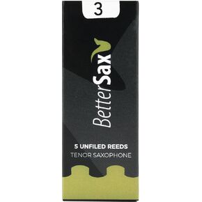BetterSax Tenor Saxophone Jazz Cut Reeds (Strength 3.0, 5-Pack) - Perfect for Jazz Enthusiasts, Music Classes, and Band Performances
