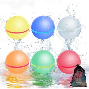 Self Sealing Reusable Water Balloons 6PCS Magnetic Water Balloons Quick Filling Water Balls Toy Silicone Splash Ball Bomb Cool Toys, Summer Pool Beach Outdoor Toys for Kids Ages 3 4 8 12+