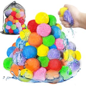 100pcs كرات المياه القابلة لإعادة الاستخدام ، والبالونات المياه في الهواء الطلق للأطفال ، وألعاب المياه المائية اسفنجة Soaker Ball للبنين ، والبنات ، والفناء الخلفي الصيفي ، وحفل البلياردو ، ومرح العشب ، والشاطئ (7 ألوان)