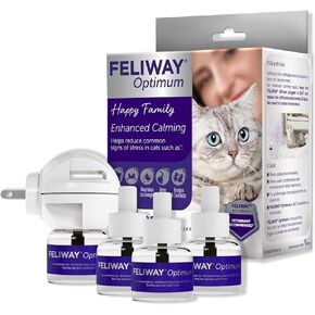 FELIWAY Optimum Cat, Enhanced Calming Pheromone Diffuser: 1 Diffuser Kit & 3 Refills