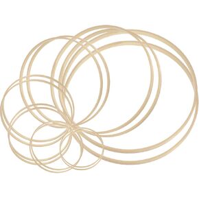 jetec 14 قطعة 7 أحجام خشبية الخيزران الأزهار الأزهار مجموعة macrame الزهور الزهور جولة الأطواق الخشبية لديكور الزهور ديي.