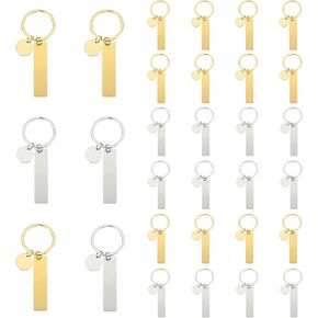 PATIKIL Stainless Steel Engraving Keychain Blanks, 30Pcs Metal Laser Engravable Stamping Blanks Key Ring Tags with Hanging Tag for DIY Keychain, Craft, Black Tone(Rectangular)