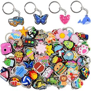 50pcs Random Different Keychains,Mixed Non-Repeat Cute Key Chain for Classroom Prizes Students Incentives Holiday Gifts Party Favors