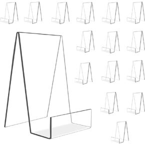 16 PCS حامل عرض أكريليك كبير ، وقصة عرض 5.7 '' × 4 '' مع الحافة ، واضحة للكتاب الأكريليك ،