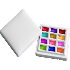 13-Well Porcelain Artist Paint Palette, Mixing Ceramic Watercolor Palette, Mixing Tray for Watercolor Gouache Acrylic Oil Painting 8 Inch