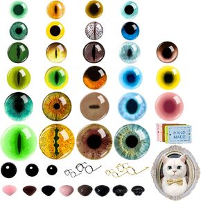 CSCHENGO 8-20mm Crochet Eyes 3D Safety Eyes for Amigurumi, 261PCS Stuffed Animal Eyes with Noses Glasses Leather Tags, Glitter Glass Eyes for Crochet Dolls DIY Crafts