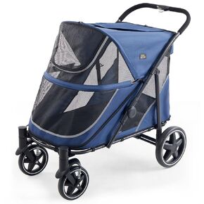 Denver On-The-Go Pet Stroller – Easy Fold, All-Terrain 4-Wheel Dog Stroller for Medium Dogs with Dual Entry, One-Foot Brake, Sunroof & Breathable Windows