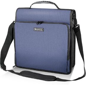Zzrywuty Zipper Binder, 3 Inch 3-Ring Binder with Zipper, Expanding Folders and Shoulder Straps & Handles, 3" O-Rings with Multiple Pockets（for 13" MacBook and Tablet） for Middle School- Black