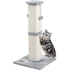 Cat Scratching Post, 33Inch Tall Cat Scratch Post for Indoor Cats Adults and Kitten, Sisal Cat Scratcher with Hanging Balls